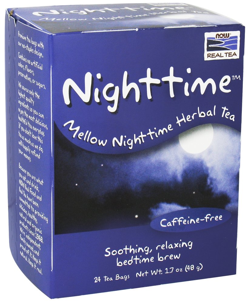 NOW Real Tea Nighttime suave chá de ervas sem cafeína - 24 Saquinhos de Chá NOW Foods