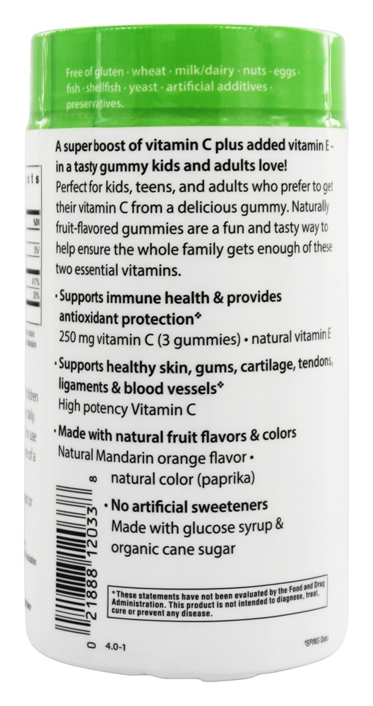 Fatias de Vitamina C Sabor Tangerina 250 mg. - 90 Gummies Rainbow Light - Imagem 3