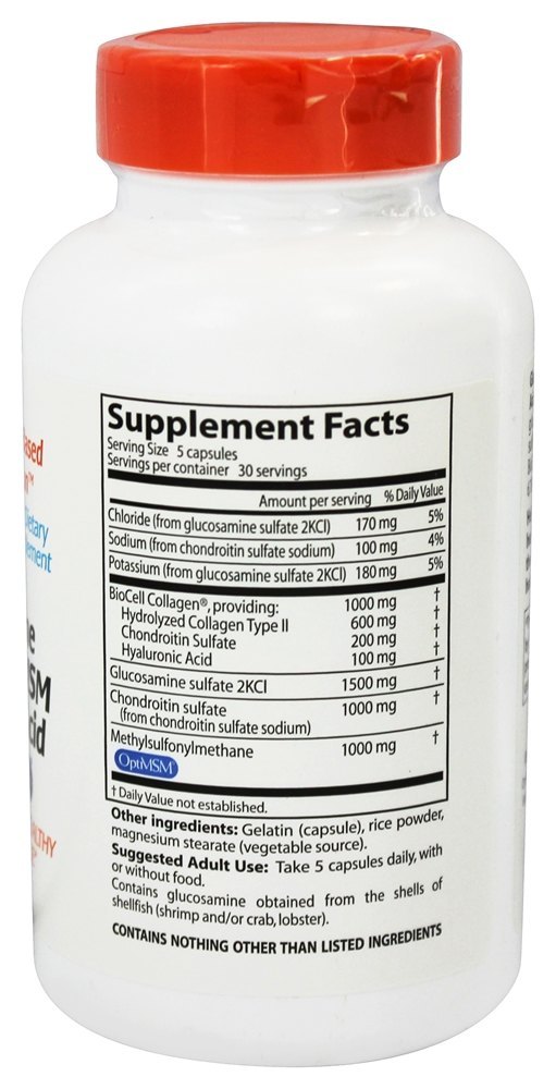 Glucosamina Condroitina MSM + Ácido Hialurônico - Cápsulas 150 Doctor's Best - Imagem 2
