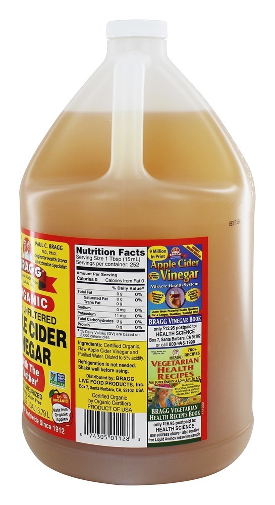 Galão de vinagre de maçã orgânico com mãe - 128 fl. oz. Bragg - Imagem 2