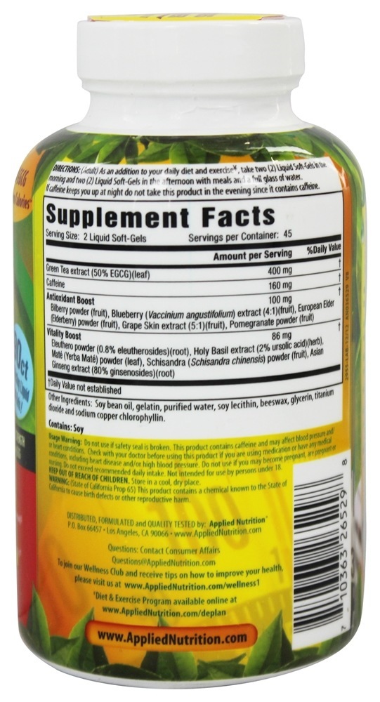 Queimador De Gordura De Chá Verde - 90 Softgels Applied Nutrition - Imagem 2