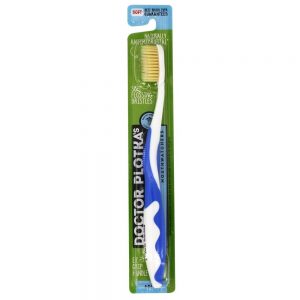Escova de dentes para adultos com cerdas macias antimicrobiana azul Doctor Plotka's