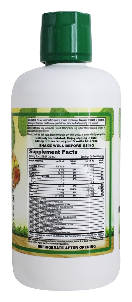 Mistura de suco de nopal orgânica certificada - 33.8 fl. oz. Dynamic Health - Imagem 2