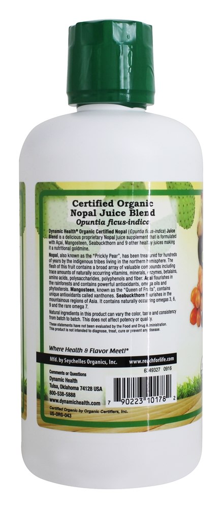 Mistura de suco de nopal orgânica certificada - 33.8 fl. oz. Dynamic Health - Imagem 3