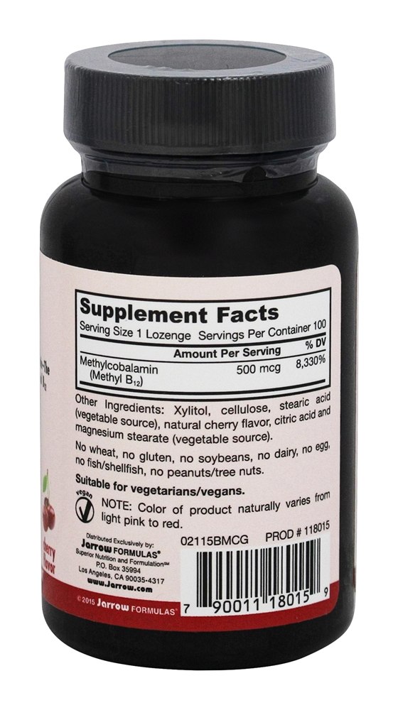 Metil B12 500 mcg. - 100 Pastilhas Jarrow Formulas - Imagem 2
