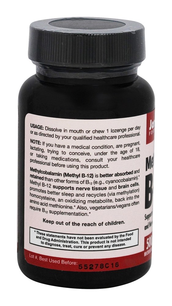 Metil B12 500 mcg. - 100 Pastilhas Jarrow Formulas - Imagem 3