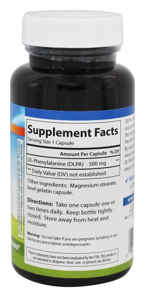 DLPA DL-Fenilalanina 500 mg. - Cápsulas 60 Carlson Labs - Imagem 2