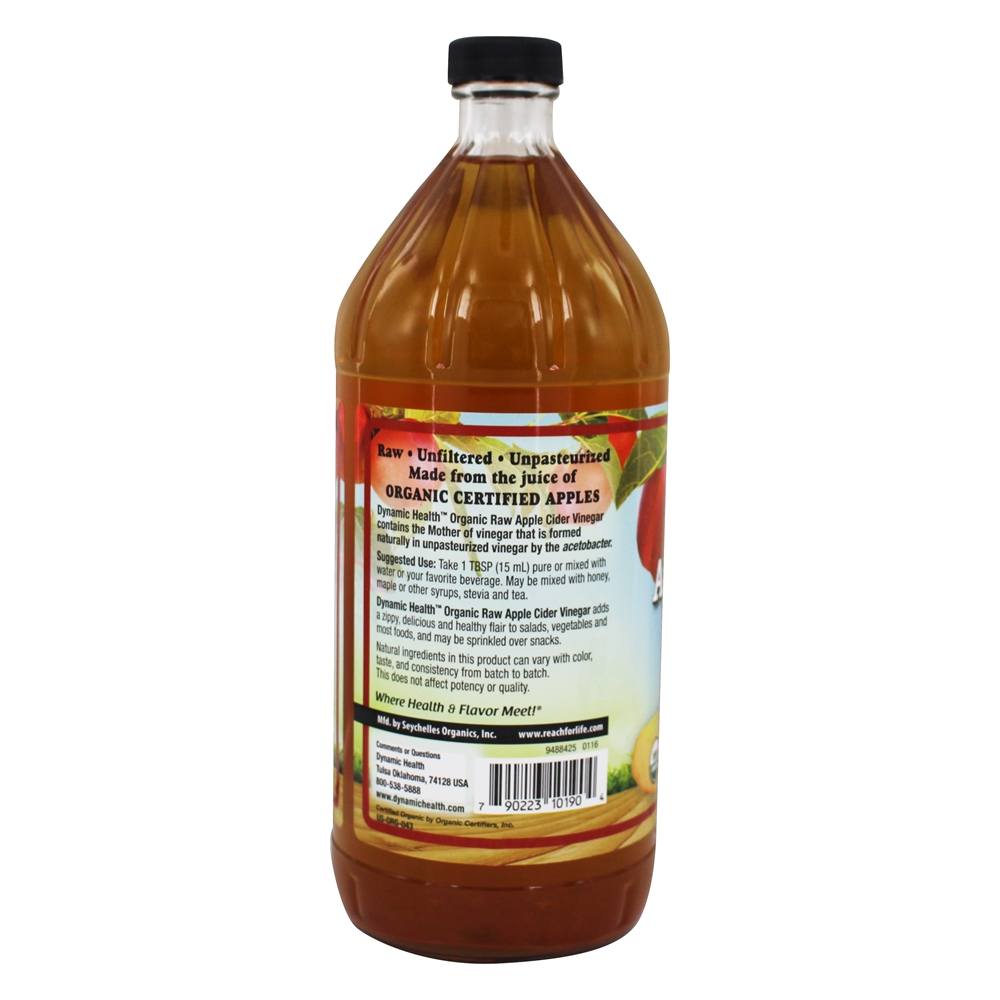 Vinagre de maçã crua orgânica com mãe - 32 fl. oz. Dynamic Health - Imagem 3