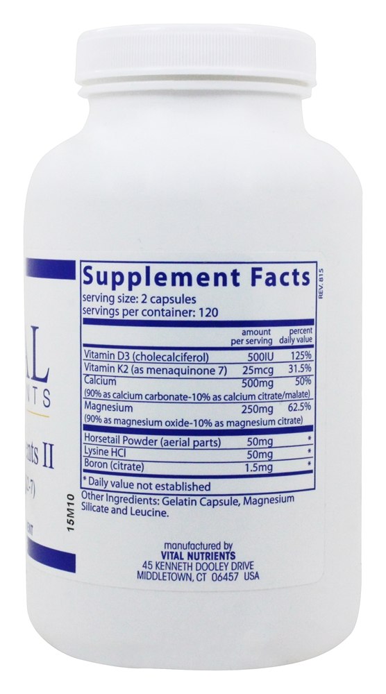 Osteo-Nutrientes II com Vitamina K2 7 - Cápsulas 240 Vital Nutrients - Imagem 2
