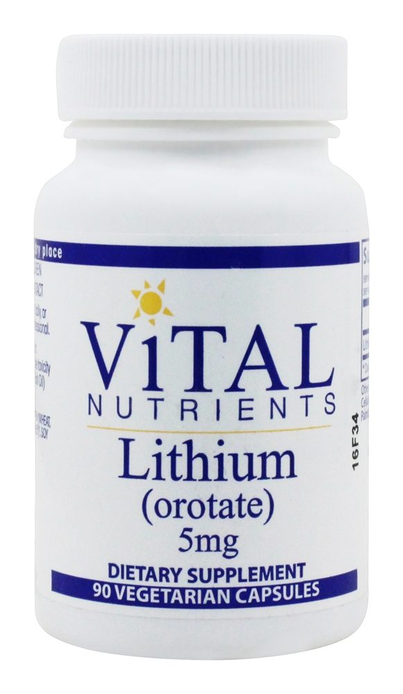Orotato de Lítio 5 mg. - Cápsulas vegetarianas 90 Vital Nutrients