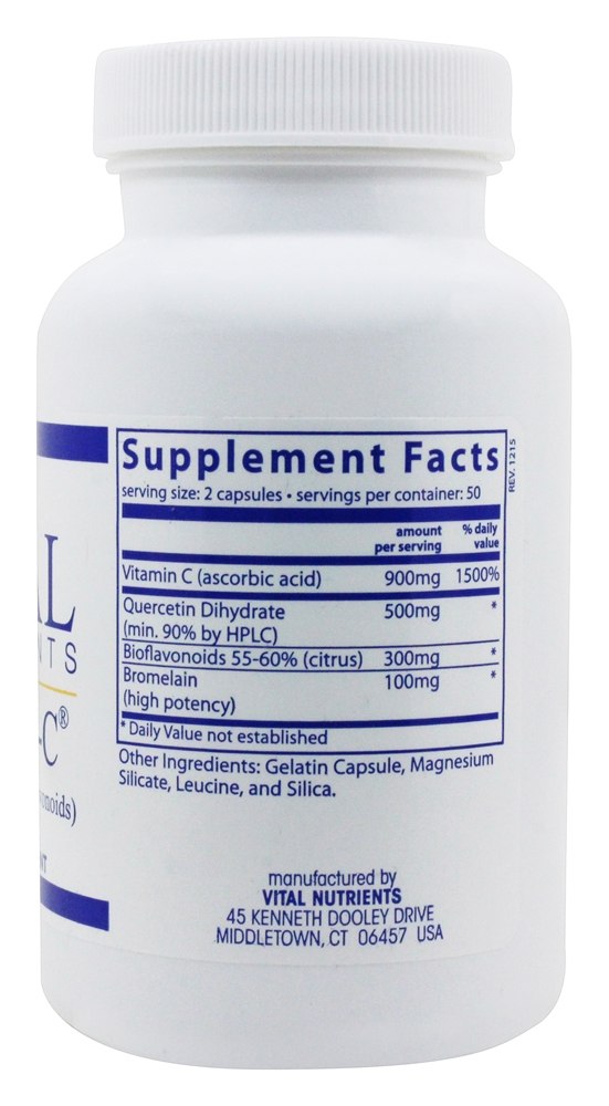 Quercetina Aller-C, C e Bioflavonóides - Cápsulas 100 Vital Nutrients - Imagem 2