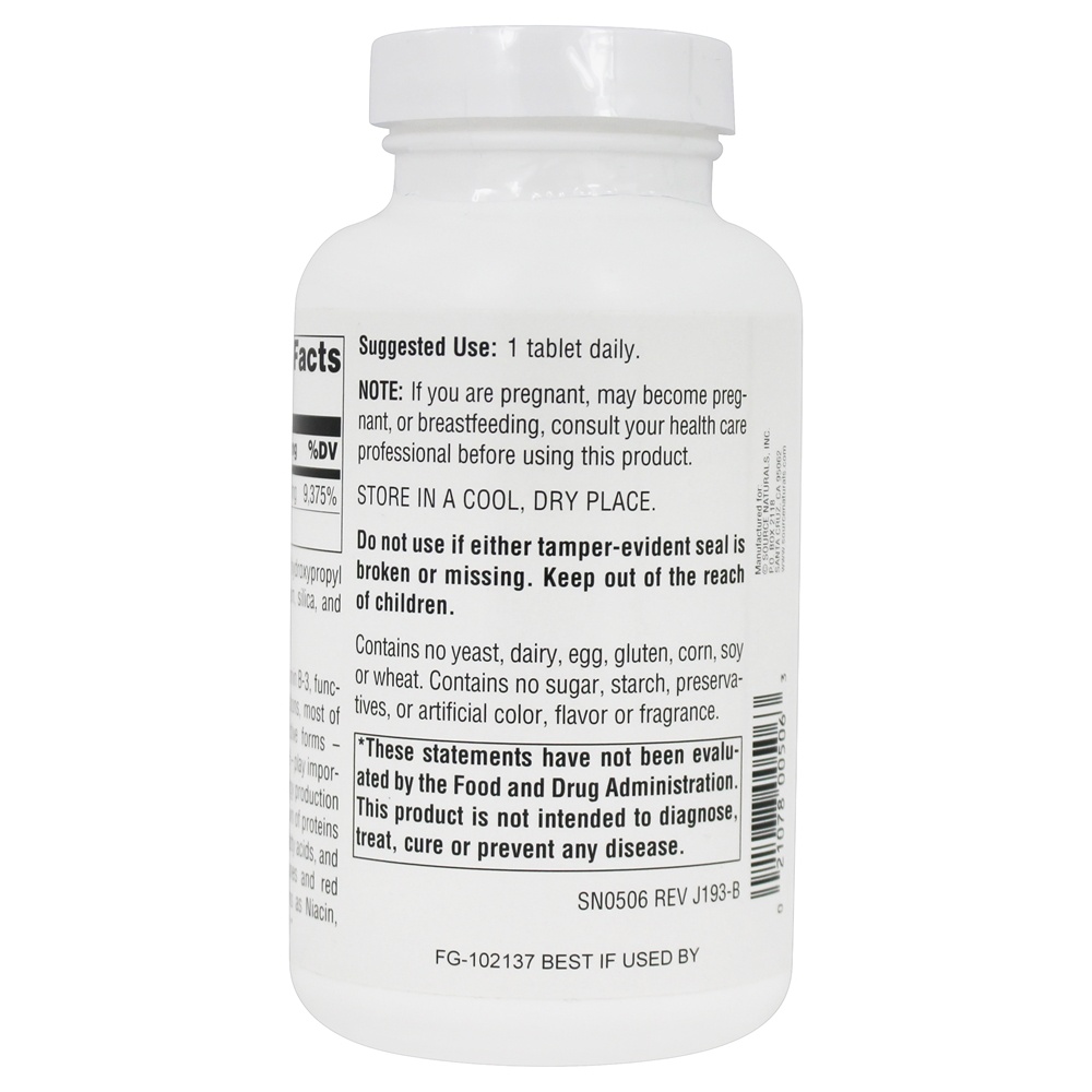 Niacinamida B-3 1500 mg. - 100 Tablets Source Naturals - Imagem 3