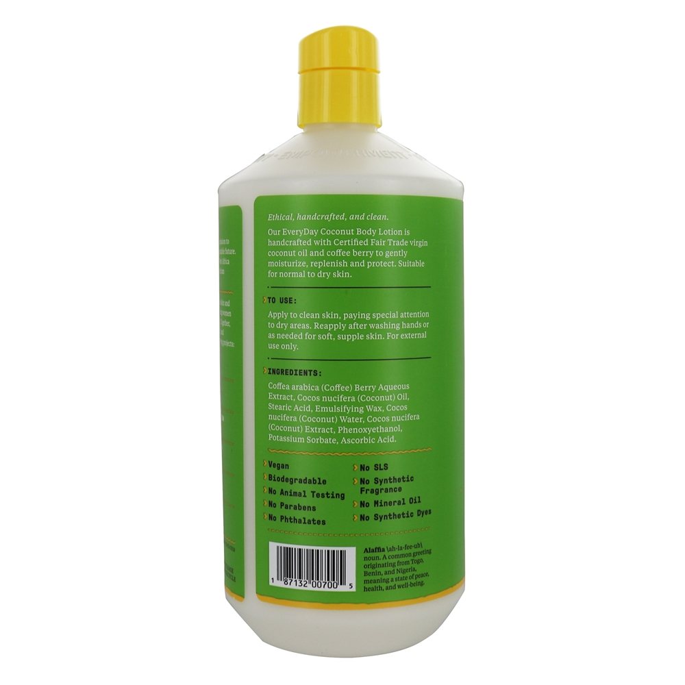 Todos os dias coco hidratante corporal loção puramente aroma de coco - 32 fl. oz. Alaffia - Imagem 2