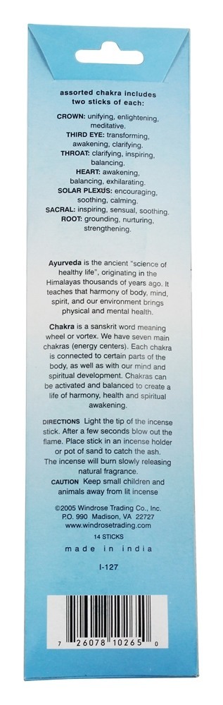 Chakra Ayurvédico Incenso Chakra Assorted - 14 Stick (s) Triloka - Imagem 2