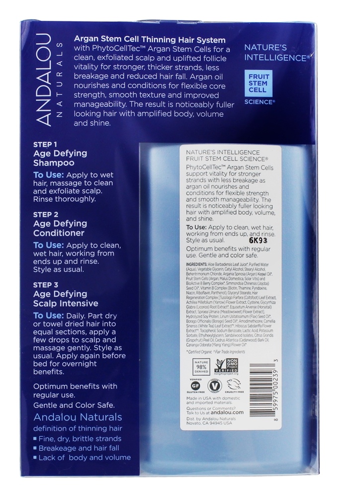 Kit de Sistema de Cabelo Emagrecedor que Desacelera a Idade das Células Estaminais - 3 Peça (s) Andalou Naturals - Imagem 4