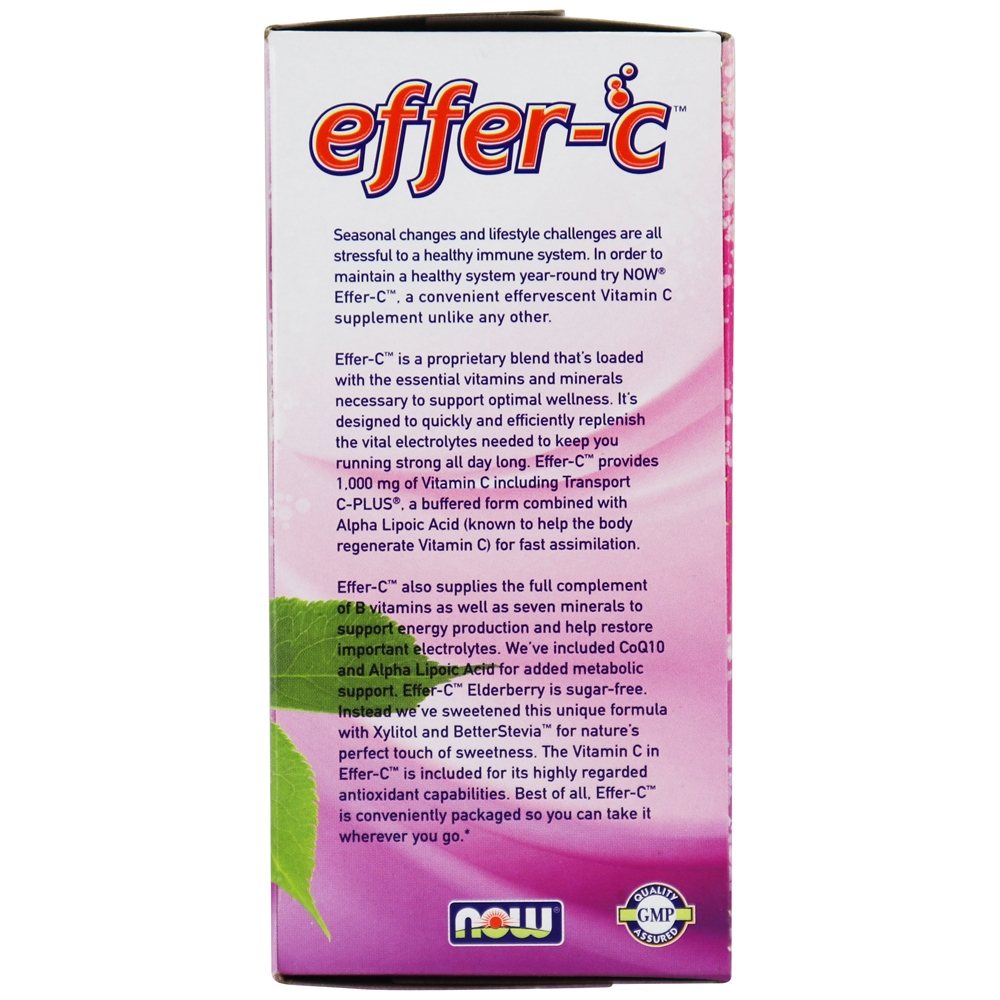 Mistura para bebidas efervescentes Effer-C - 30 Pacotes (s) NOW Foods - Imagem 2