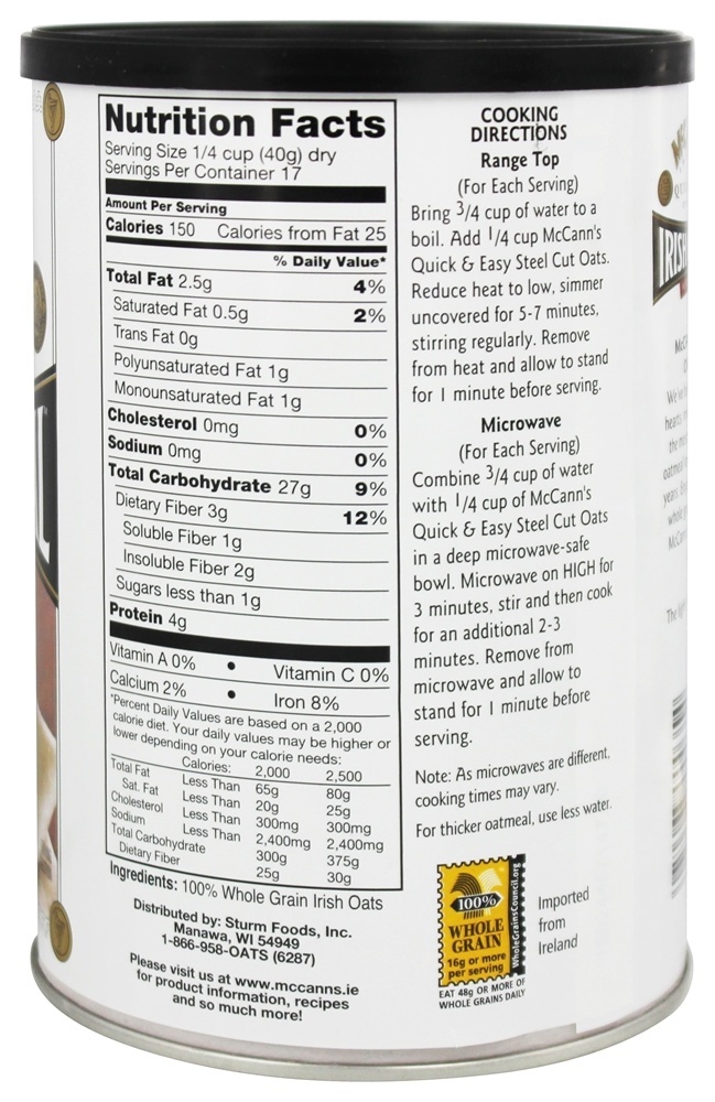 Irlandês Aveia Rápido & Fácil Aço Cortar - 24 oz. McCann's - Imagem 2