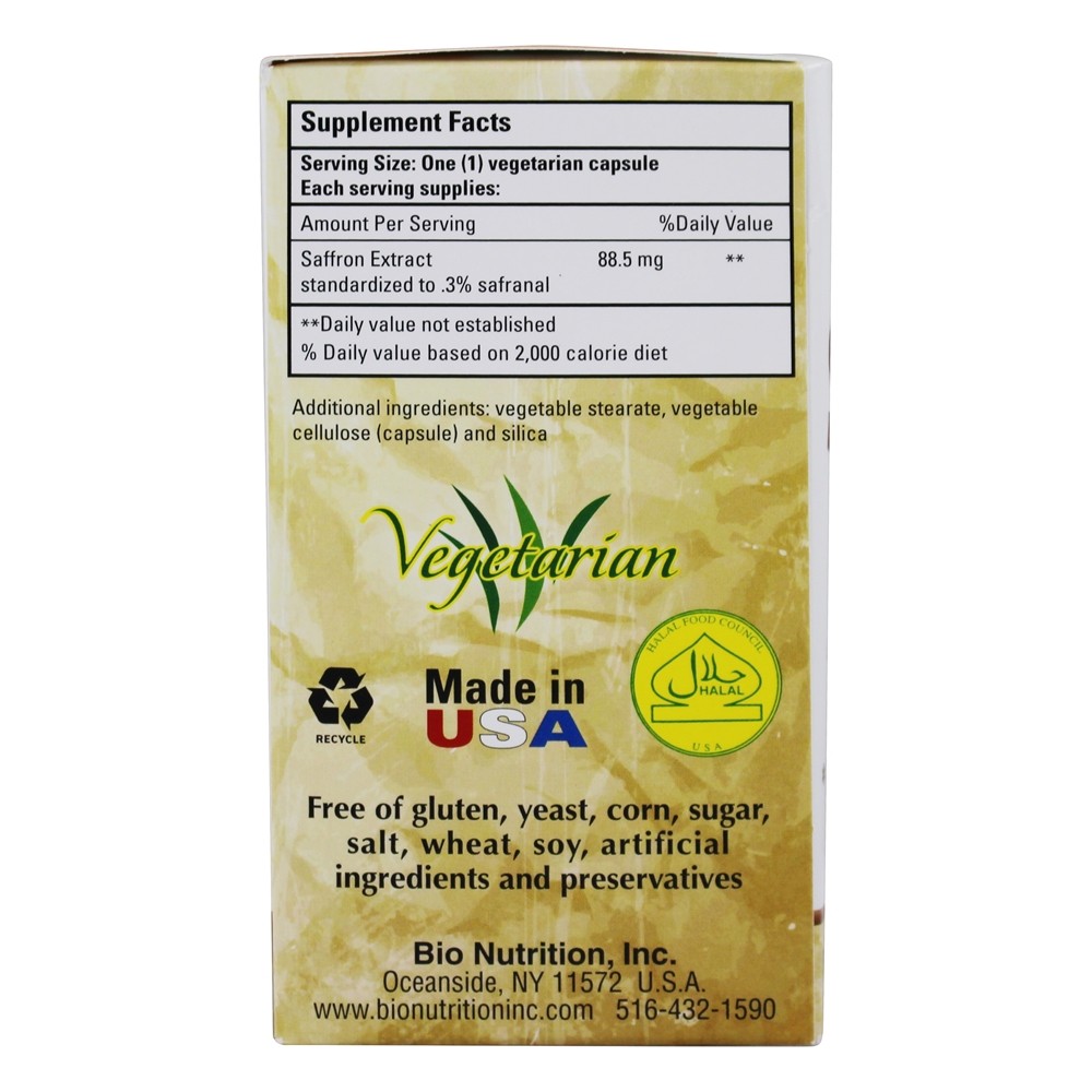 Extrato de Açafrão 88.5 mg. - Cápsulas vegetarianas 50 Bio Nutrition - Imagem 2