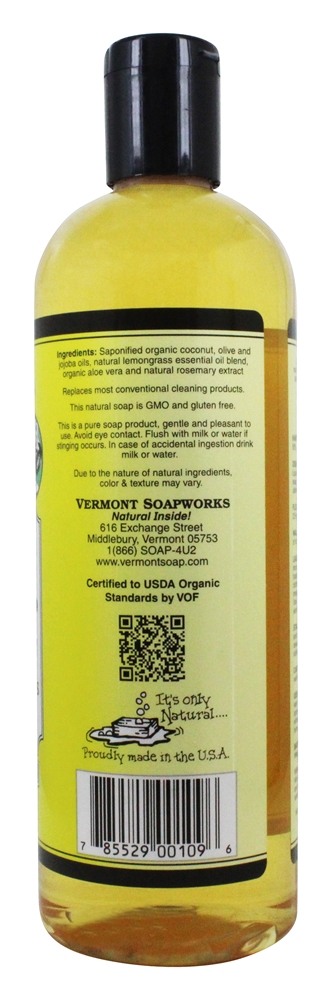Aloés Castela Líquido Sabão Lemongrass Zen - 16 fl. oz. Vermont Soapworks - Imagem 2