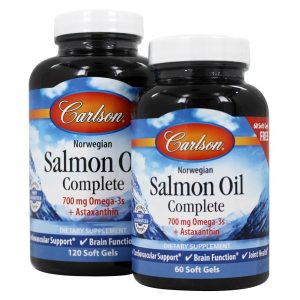 Óleo de Salmão Virgem Complete 1250 mg. - Pacote de bônus 120 + 60 Softgels Carlson Labs
