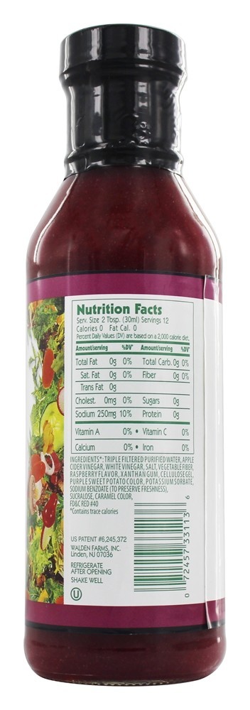 Vinagrete de framboesa molho de salada grátis de calorias - 12 fl. oz. Walden Farms - Imagem 2
