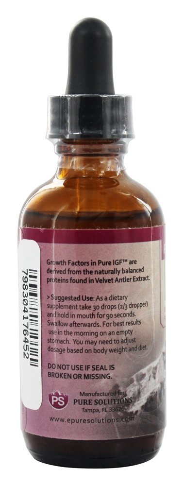 Pure IGF Fatores de Crescimento Concentrado do Extrato de Antler de Veludo de Veado - 2 fl. oz. Pure Solutions - Imagem 3
