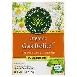Chá de ervas de hortelã de camomila de alívio de gás orgânico - 16 Saquinhos de Chá Traditional Medicinals
