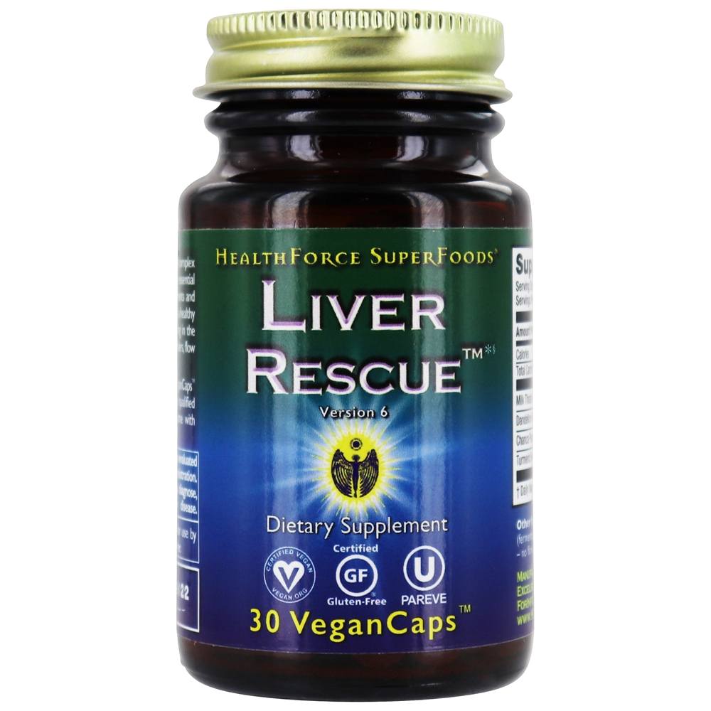 Versão de resgate hepático 6 - 30 Tampas veganas HealthForce Superfoods