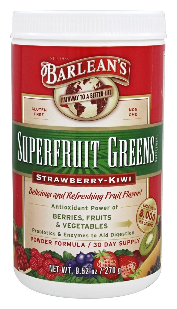 Superfruit Greens Fórmula em Pó Morango-Kiwi - 9.52 oz. Barlean's