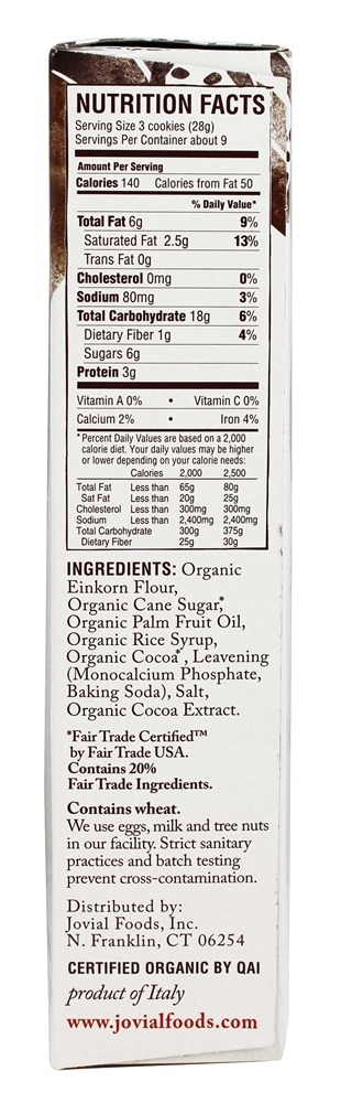Einkorn Bolinhos Crocante Cacau - 8.8 oz. Jovial Foods - Imagem 2