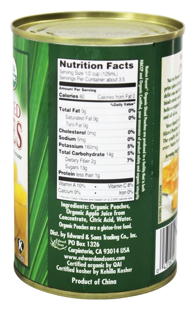 Pêssegos Fatiados Orgânicos - 15 oz. Native Forest - Imagem 2