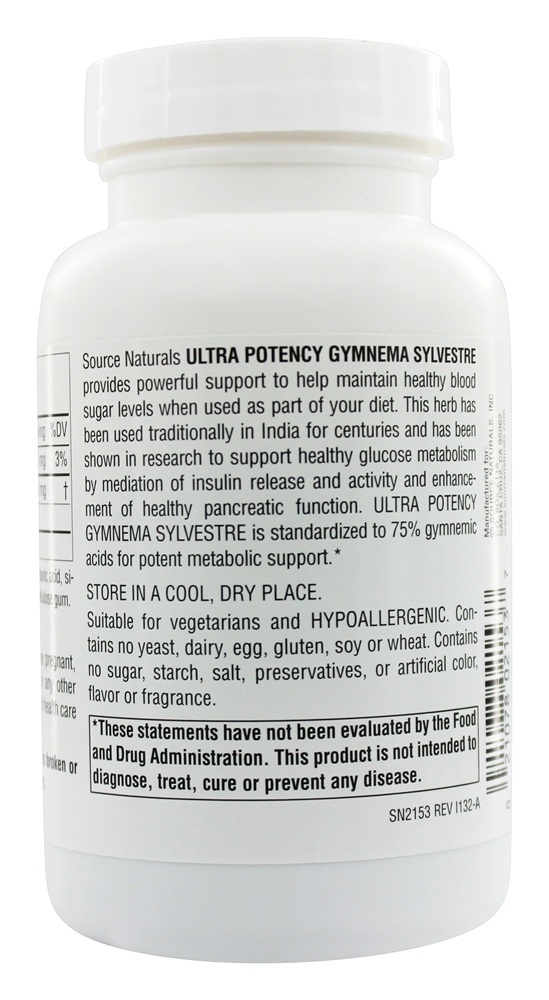 Extremista Potência Gymnema Sylvestre 550 mg. - 120 Tablets Source Naturals - Imagem 3