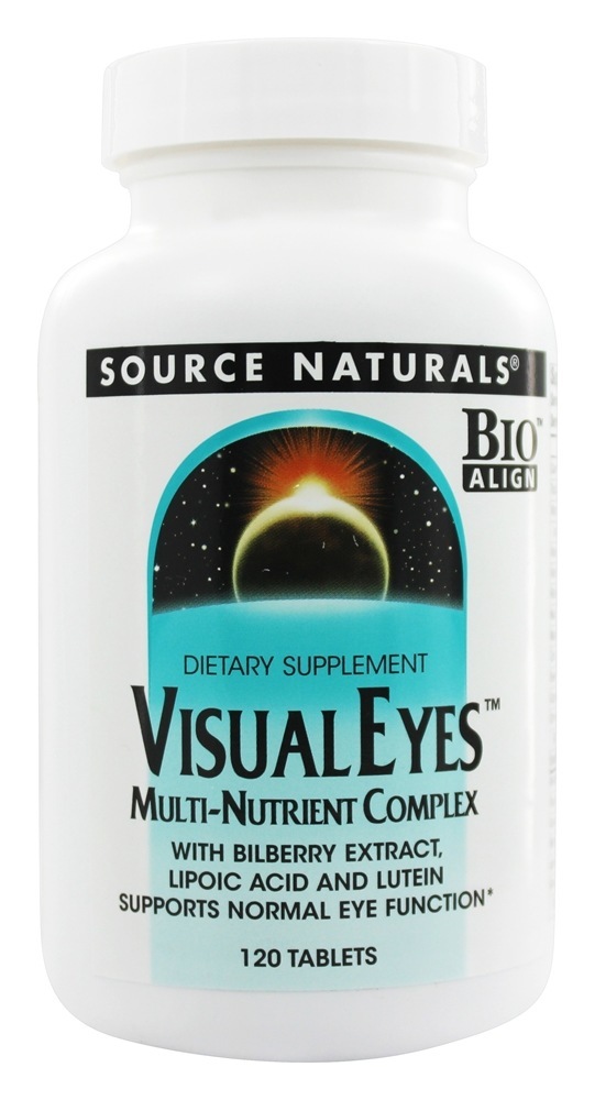 Visiual Eyes Multi-Nutrient Complex com Extrato de Mirtilo, Ácido Lipoico e Luteína - 120 Tablets Source Naturals