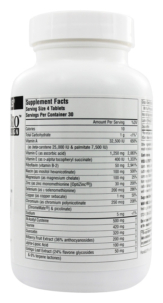 Visiual Eyes Multi-Nutrient Complex com Extrato de Mirtilo, Ácido Lipoico e Luteína - 120 Tablets Source Naturals - Imagem 2
