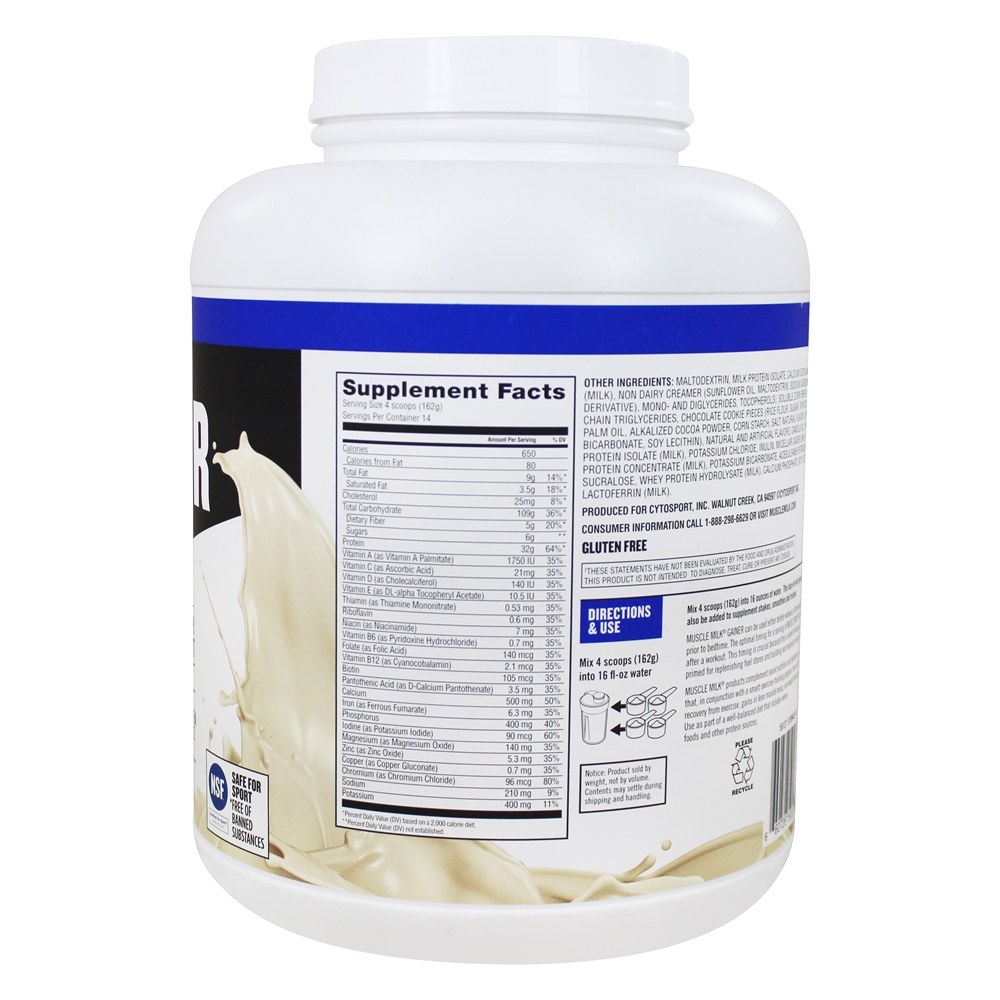 Músculo Leite Genuíno Alto Proteína Gainer Pó Beber Misturar Bolinhos N' Creme - 5 lbs. Cytosport - Imagem 2