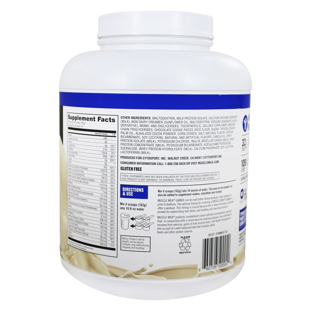 Músculo Leite Genuíno Alto Proteína Gainer Pó Beber Misturar Bolinhos N' Creme - 5 lbs. Cytosport - Imagem 3