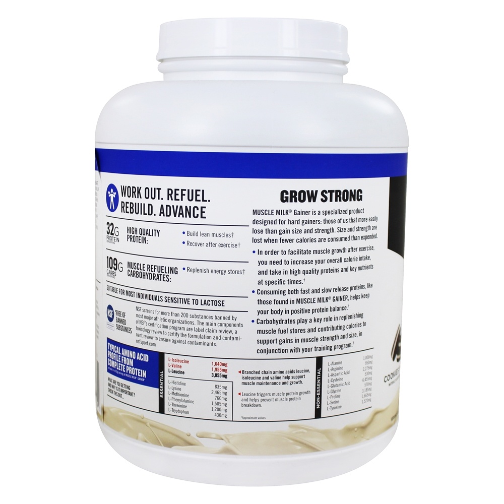 Músculo Leite Genuíno Alto Proteína Gainer Pó Beber Misturar Bolinhos N' Creme - 5 lbs. Cytosport - Imagem 5