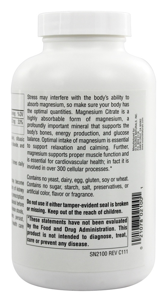 Citrato de Magnésio 133 mg. - Cápsulas 180 Source Naturals - Imagem 3