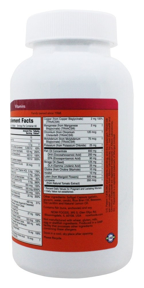 Géis Pré-natais + DHA Múltiplas Vitaminas e Minerais - 180 Softgels NOW Foods - Imagem 3