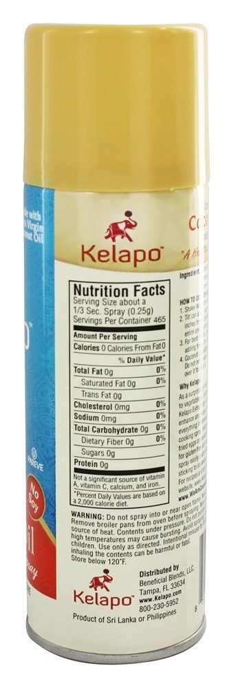 Spray de cozimento antiaderente de óleo de coco extra virgem - 5 fl. oz. Kelapo - Imagem 2