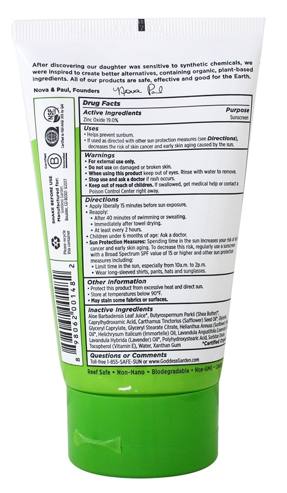 Protetor solar mineral natural facial 30 SPF - 3.4 fl. oz. Goddess Garden - Imagem 2