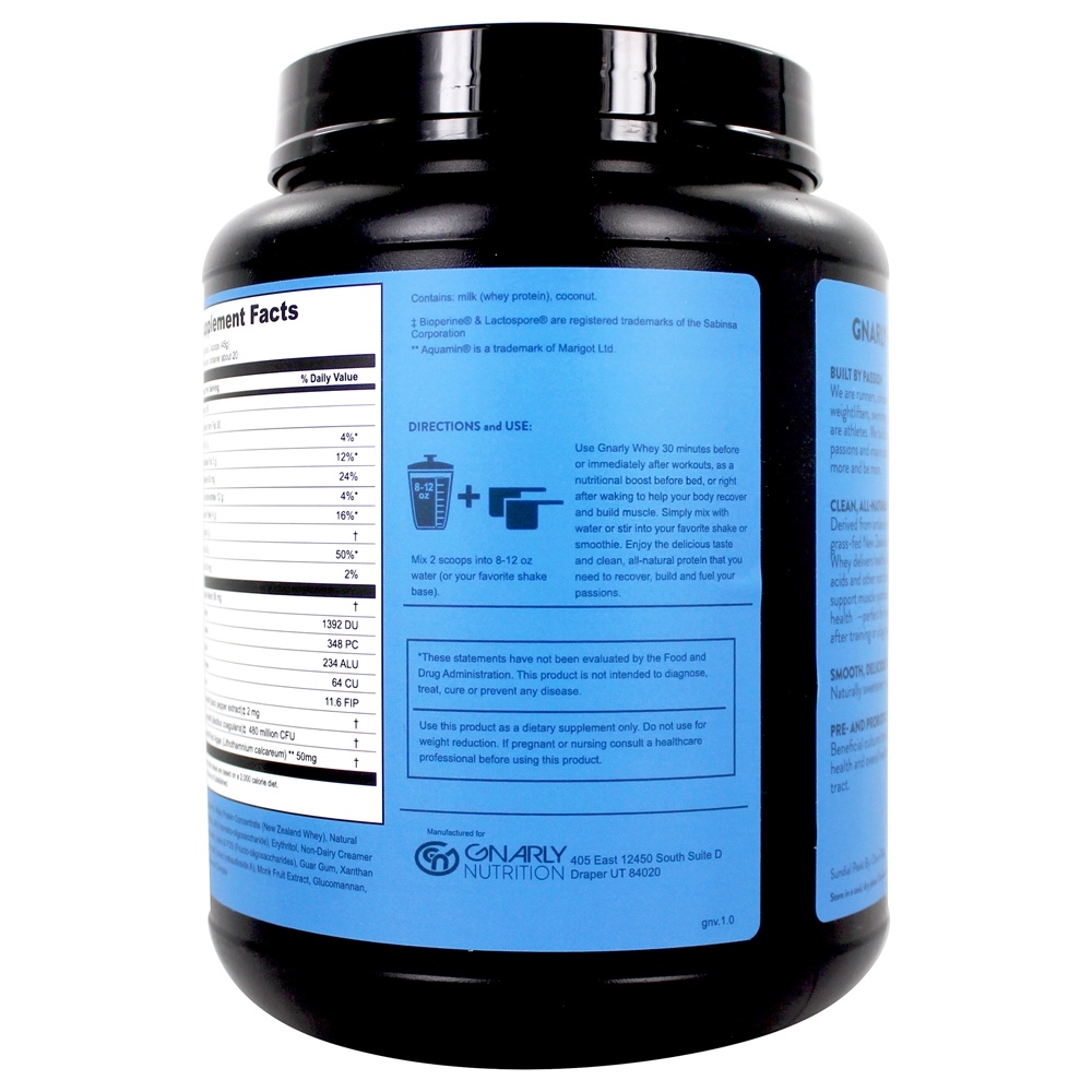 Whey Grass Fed proteína em pó de baunilha - 32 oz. Gnarly Nutrition - Imagem 3