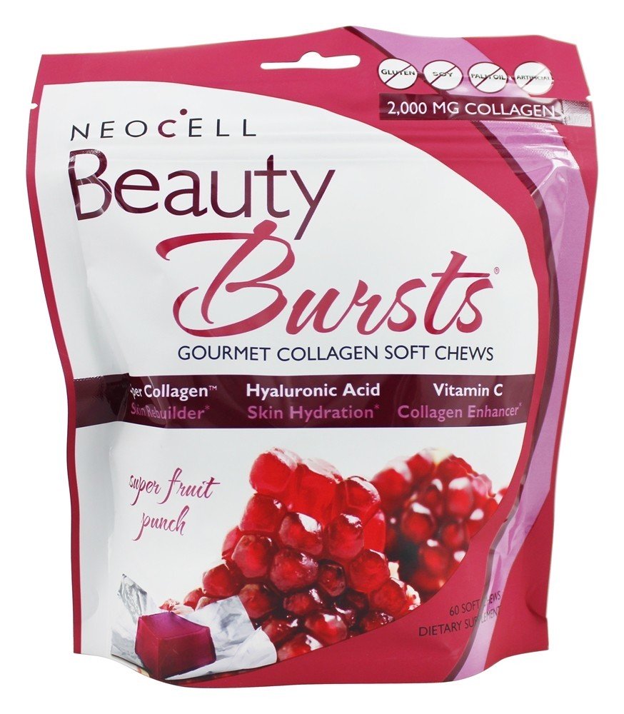 Beleza Estouros Glúten-Livre Gourmet Colágeno Super Fruto Soco - 60 mastigação suave NeoCell