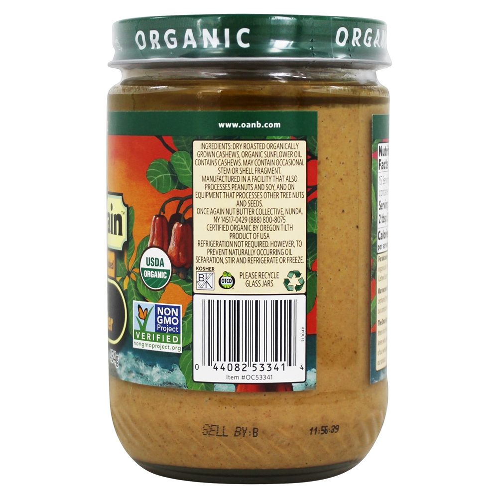 Manteiga De Caju Orgânica - 16 oz. Once Again - Imagem 2