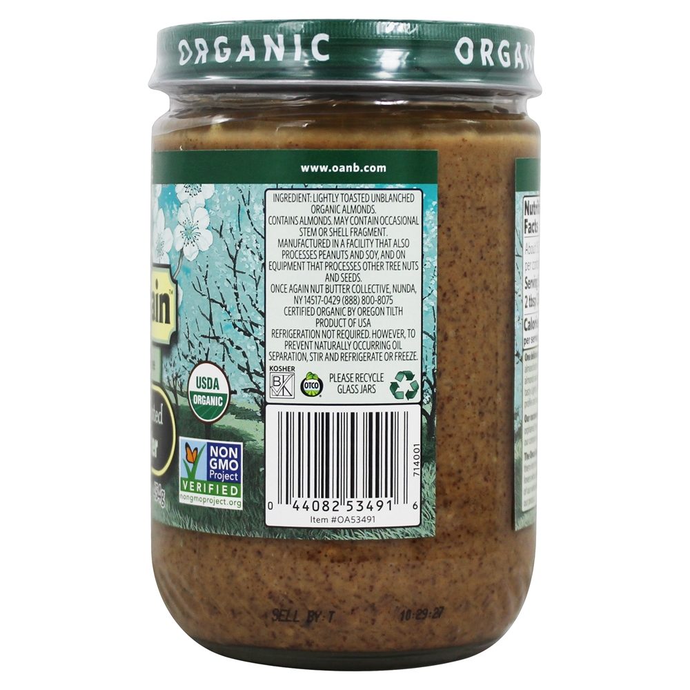 Manteiga de amêndoa orgânica levemente tostada crocante - 16 oz. Once Again - Imagem 2