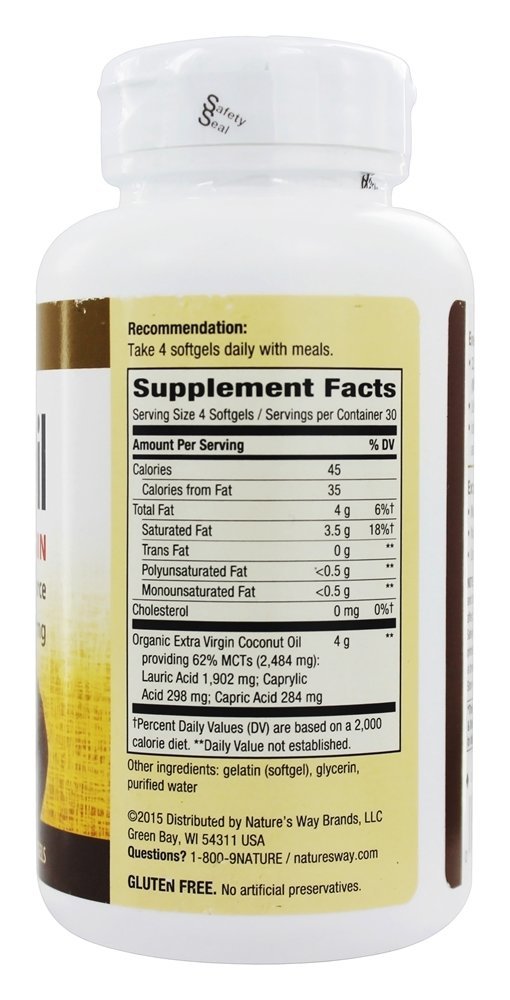 Óleo de coco 1000 mg. - 120 Softgels Nature's Way - Imagem 2