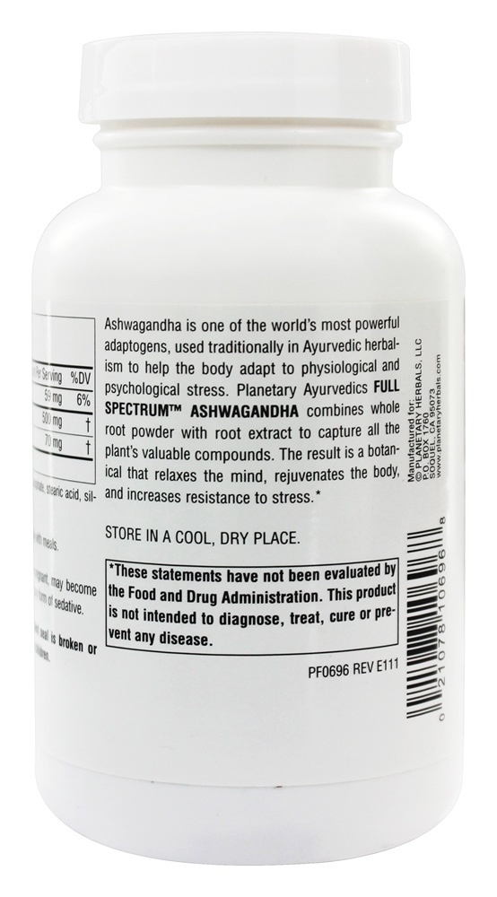 Full Spectrum Ashwagandha - 120 Tablet (s) Planetary Ayurvedics - Imagem 3