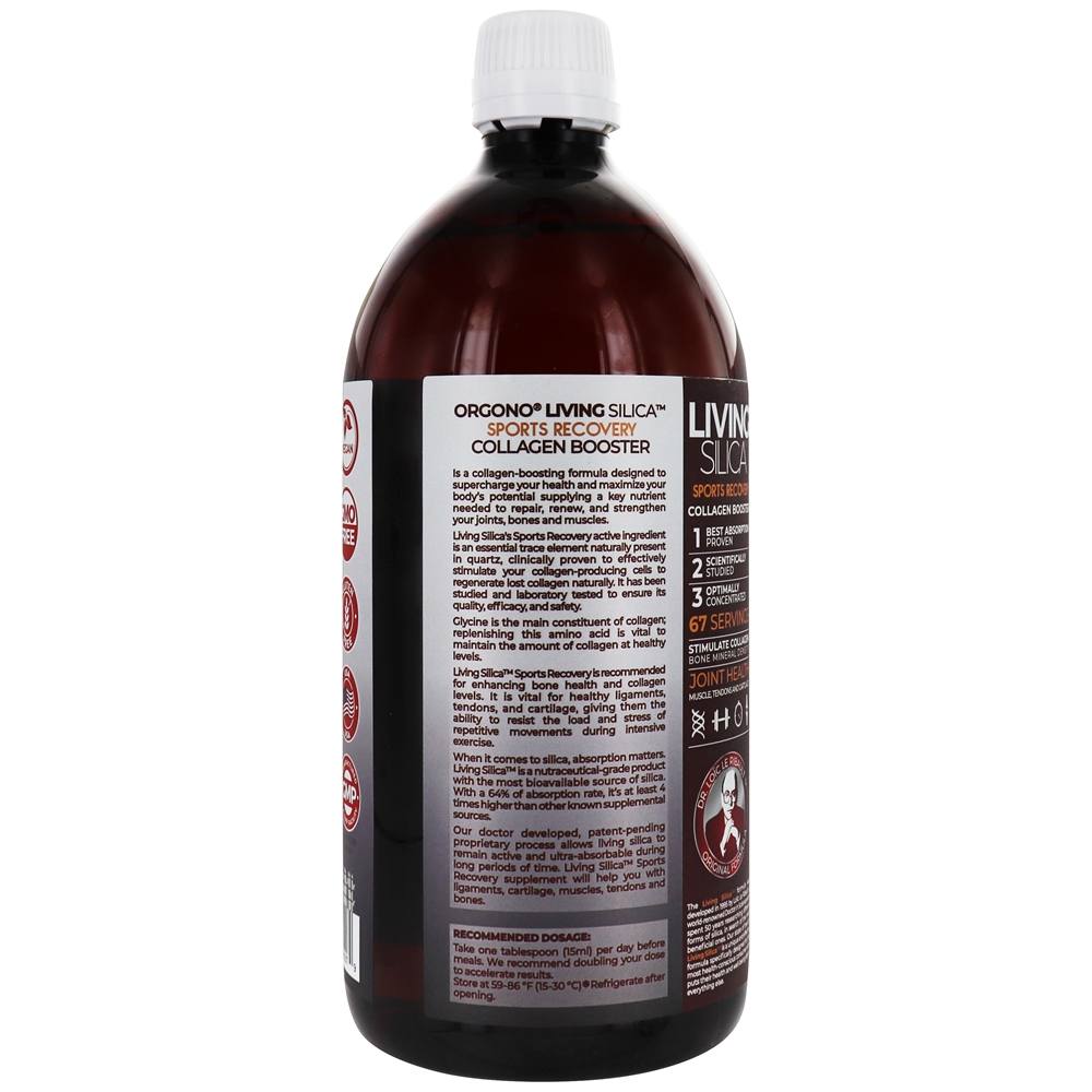 Living Silica Sports Recovery Líquido de reforço de colágeno - 33.85 oz. Orgono - Imagem 3