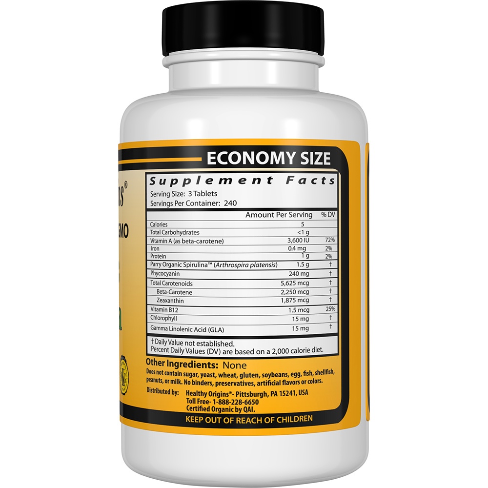 Spirulina Orgânica Não Transgênica 500 mg. - 720 Tablet (s) Healthy Origins - Imagem 2
