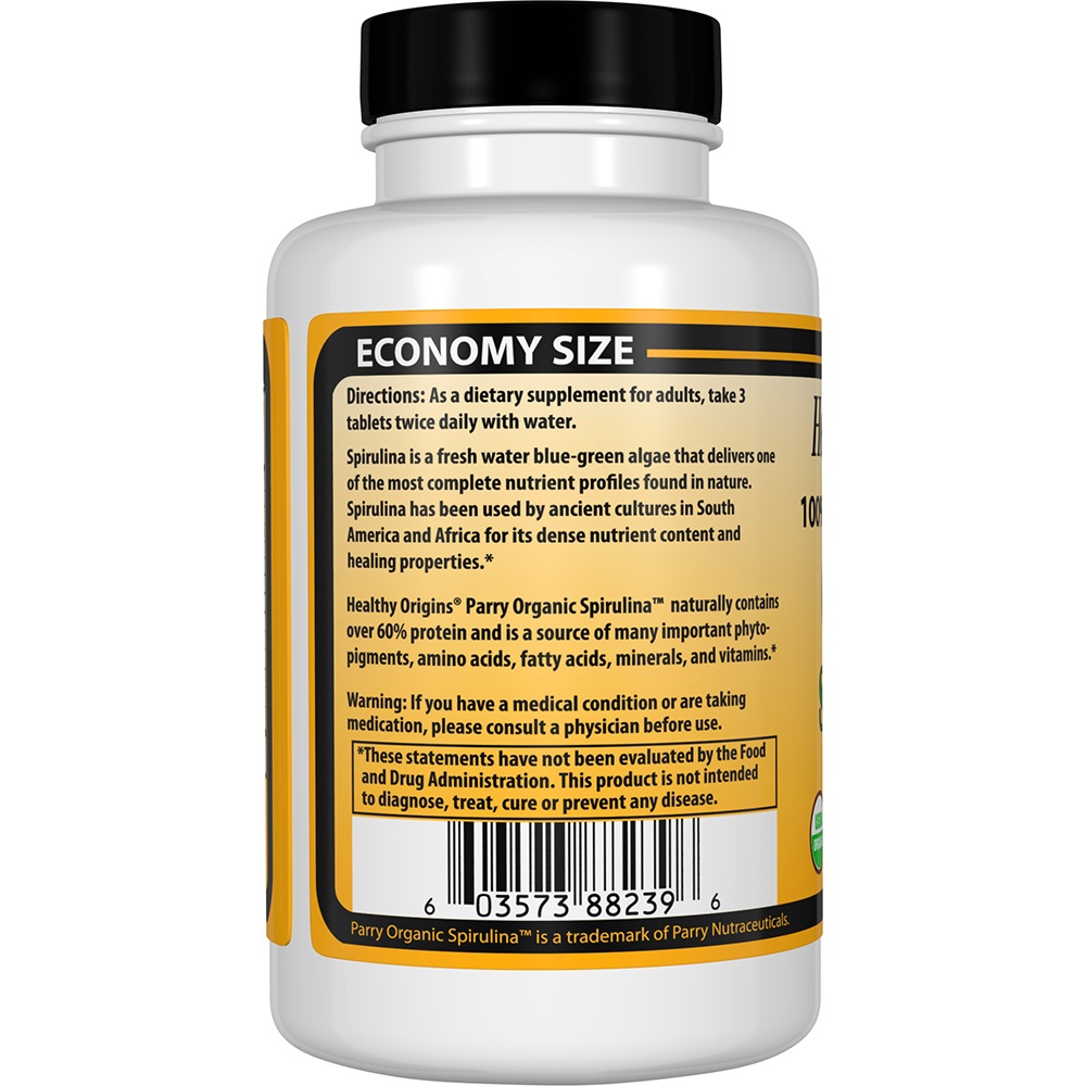 Spirulina Orgânica Não Transgênica 500 mg. - 720 Tablet (s) Healthy Origins - Imagem 3